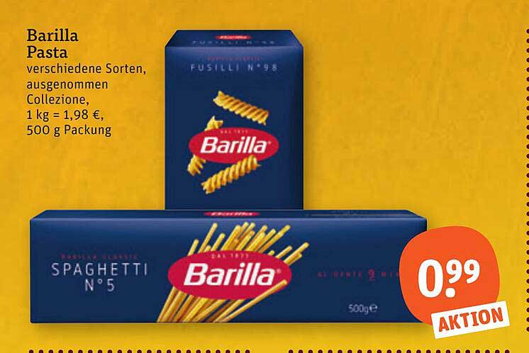 Barilla Pasta verschiedene Sorten, ausgenommen Collezione, 1 kg = 1,98 €, 500 g Packung