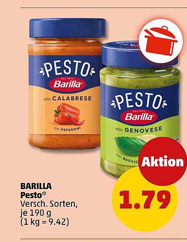 BARILLA Pesto* Versch. Sorten, je 190 g (1 kg = 9.42)