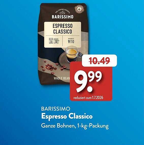 BARISSIMO Espresso Classico Ganze Bohnen, 1-kg-Packung