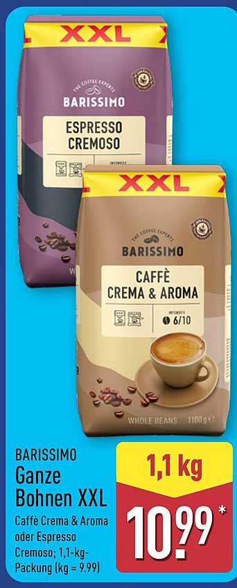 BARISSIMO Ganze Bohnen XXL Caffè Crema & Aroma oder Espresso Cremoso; 1,1-kg-Packung (kg = 9.99)
