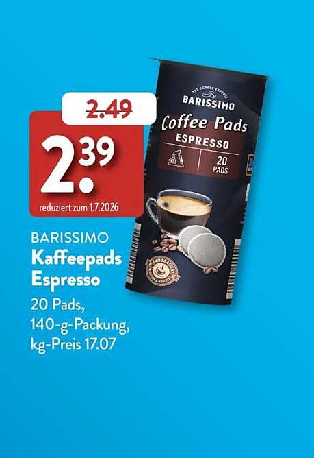 BARISSIMO Kaffeepads Espresso