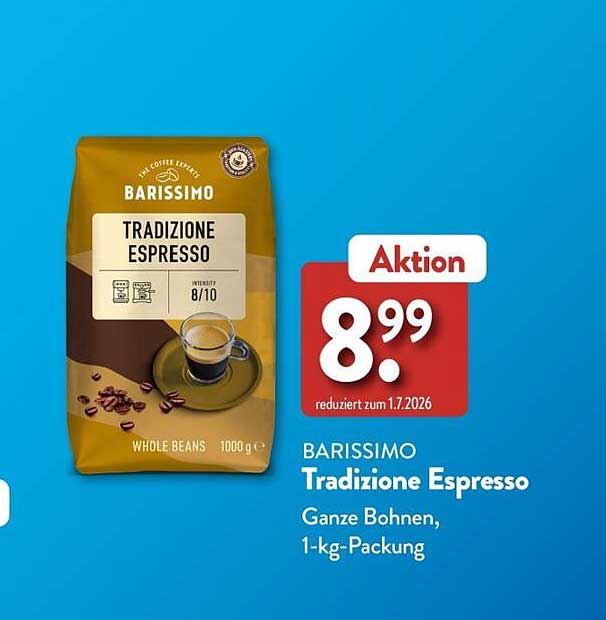 BARISSIMO Tradizione Espresso Ganze Bohnen, 1-kg-Packung