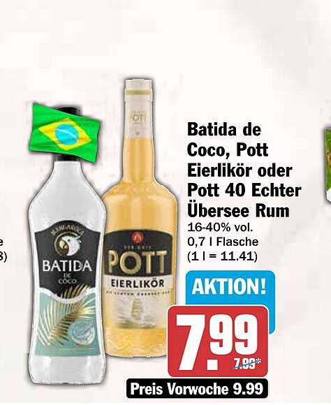 Batida de Coco, Pott Eierlikör oder Pott 40 Echter Übersee Rum