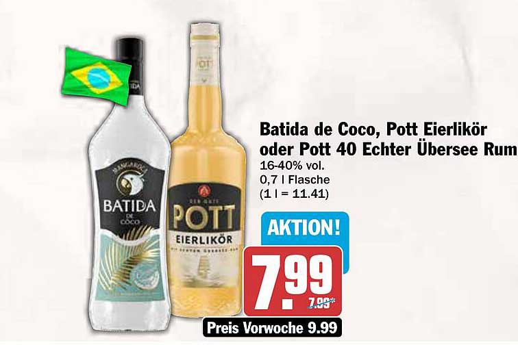 Batida de Coco, Pott Eierlikör oder Pott 40 Echter Übersee Rum