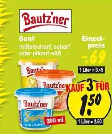Bautzner Senf mittelscharf, scharf oder pikant-süß