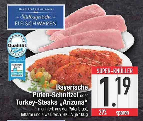 Bayerische Puten-Schnitzel oder Turkey-Steaks „Arizona“