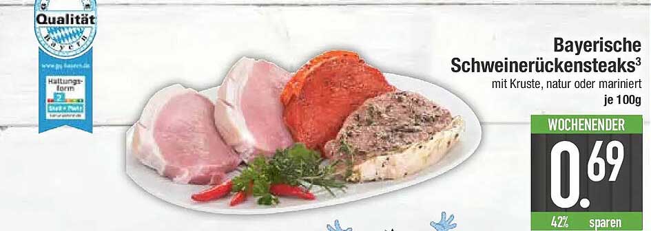 Bayerische Schweinerückensteaks³ mit Kruste, natur oder mariniert