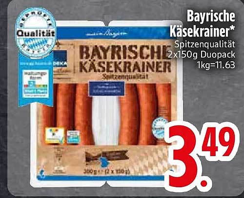 Bayrische Käsekrainer* Spitzengqualität 2x150g Duopack 1kg=11.63