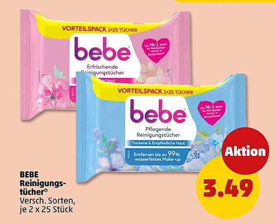 BEBE Reinigungstücher* Versch. Sorten, je 2 x 25 Stück