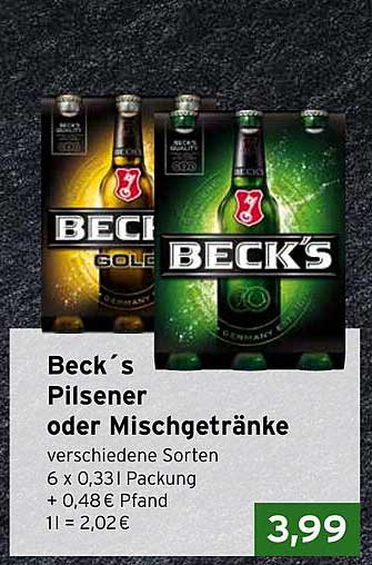 Beck`s Pilsener oder Mischgetränke