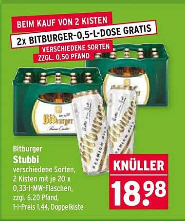 BEIM KAUF VON 2 KISTEN 2x BITBURGER-0,5-L-DOSE GRATIS
