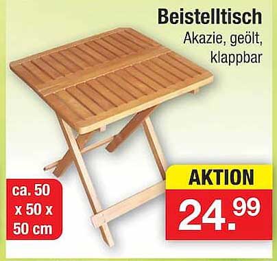 Beistelltisch Akazie, geölt, klappbar