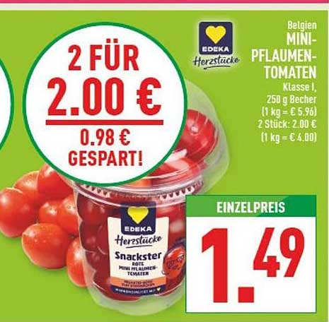 Belgien MINI-PFLAUMENTOMATEN Klasse I, 250 g Becher