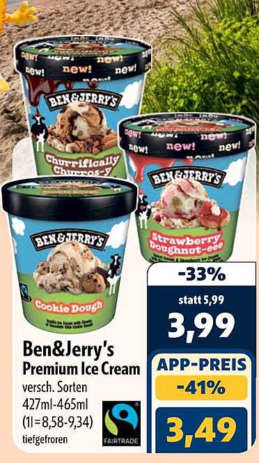 Ben&Jerry's Premium Ice Cream versch. Sorten 427ml-465ml (1l=8,58-9,34) tiefgefroren