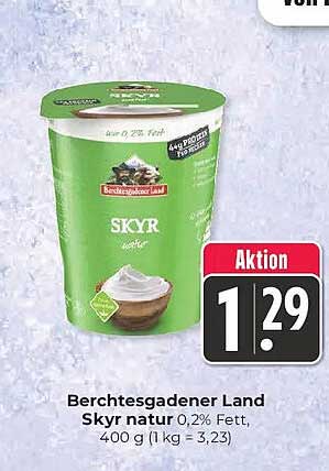 Berchtesgadener Land Skyr natur 0,2% Fett, 400 g (1 kg = 3,23)