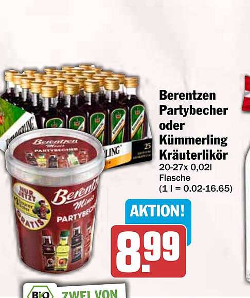 Berentzen Partybecher oder Kümmmerling Kräuterlikör