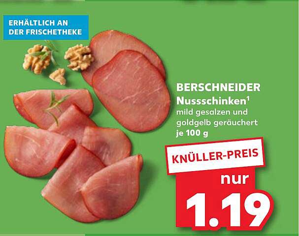 BERSCHNEIDER Nussschinken mild gesalzen und goldgelb geräuchert je 100 g