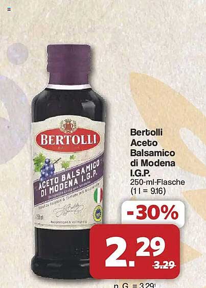 Bertolli Aceto Balsamico di Modena I.G.P. 250-ml-Flasche (1 l = 9.16)