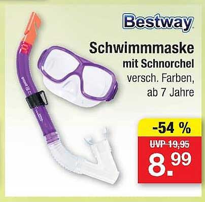 Bestway Schwimmmaske mit Schnorchel versch. Farben, ab 7 Jahre