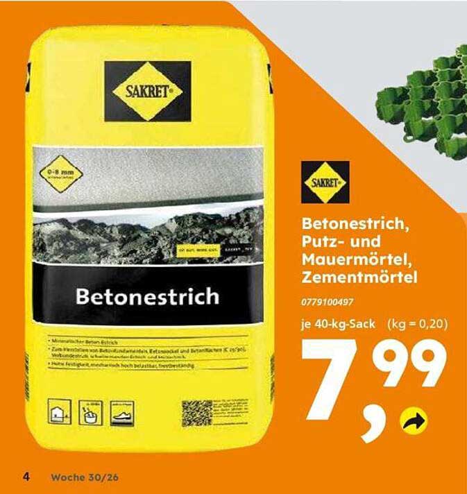 Betonestrich, Putz- und Mauermörtel, Zementmörtel