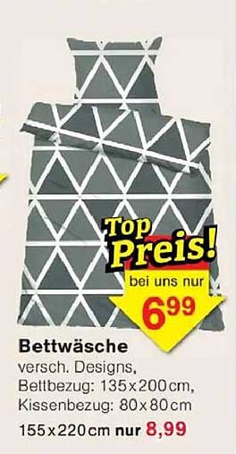 Bettwäsche versch. Designs, Bettbezug: 135x200 cm, Kissenbezug: 80x80 cm