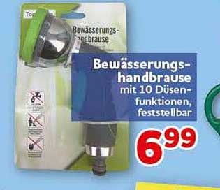 Bewässerungs-handbrause mit 10 Düsenfunktionen, feststellbar