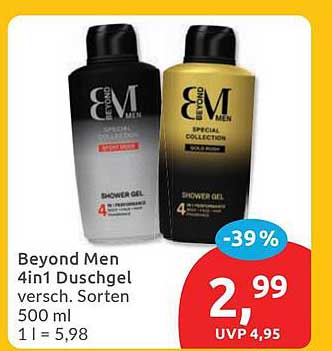 Beyond Men 4in1 Duschgel versch. Sorten 500 ml 1 l = 5,98