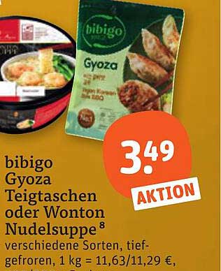 bibigo Gyoza Teigtaschen oder Wonton Nudelsuppe