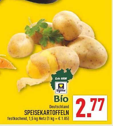 Bio Deutschland SPEISEKARTOFFELN festkochend, 1,5 kg Netz (1 kg = € 1,85)