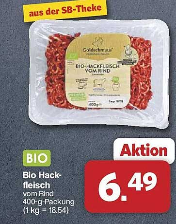 Bio Hackfleisch vom Rind 400 g-Packung (1 kg = 18.54)