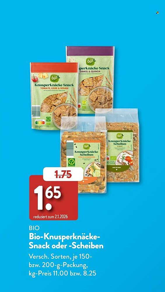 Bio-Knusperknäcke-Snack oder -Scheiben