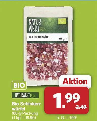 Bio Schinken-würfel 100 g-Packung (1 kg = 19,90)