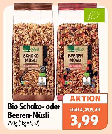 Bio Schoko- oder Beeren-Müsli