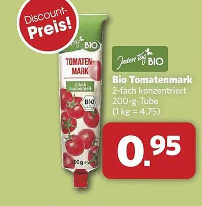 Bio Tomatenmark 2-fach konzentriert 200-g-Tube (1 kg = 4.75)