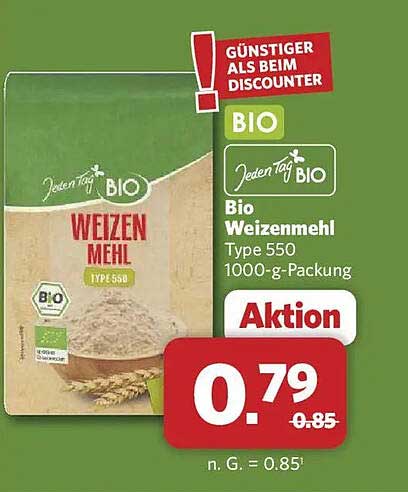 Bio Weizenmehl Type 550 1000-g-Packung