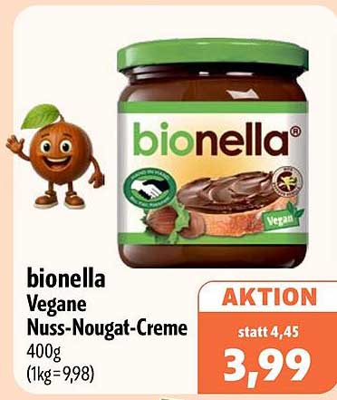 bionella Vegane Nuss-Nougat-Creme 400g (1kg=9,98)