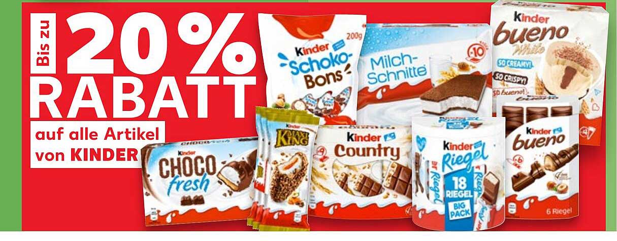 Bis zu 20% RABATT auf alle Artikel von KINDER