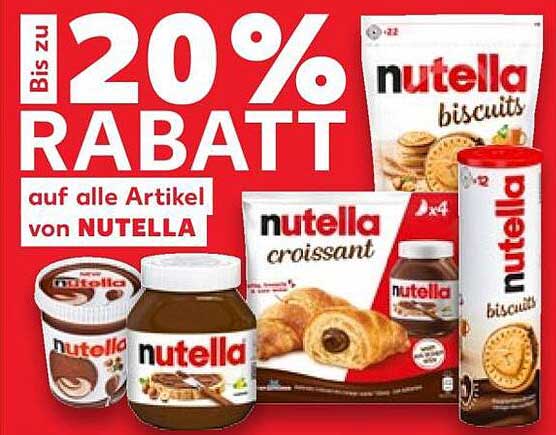 Bis zu 20% RABATT auf alle Artikel von NUTELLA