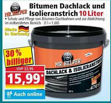 Bitumen Dachlack und Isolieranstrich 10 Liter