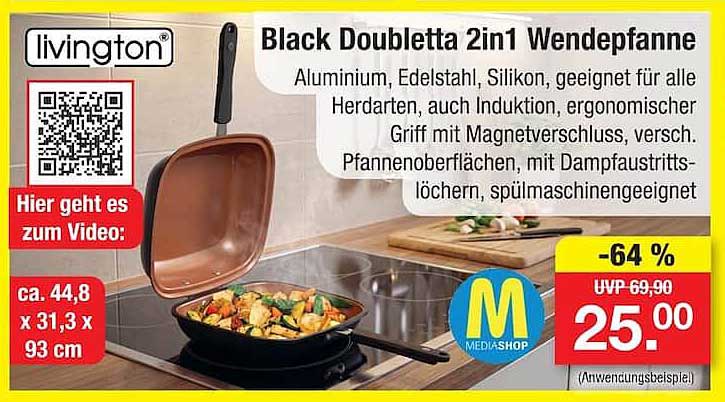 Black Doubletta 2in1 Wendepfanne