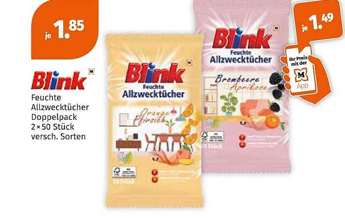 Blink Feuchte Allzwecktücher Doppelpack 2 × 50 Stück versch. Sorten