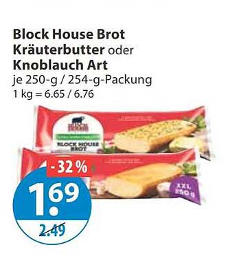 Block House Brot Kräuterbutter oder Knoblauch Art