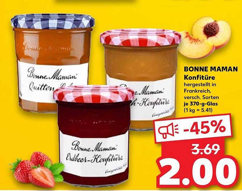 BONNE MAMAN Konfitüre hergestellt in Frankreich, versch. Sorten je 370-g-Glas (1 kg = 5.41)