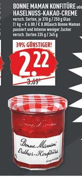BONNE MAMAN KONFITÜRE oder HASELNUSS-KAKAO-CREME