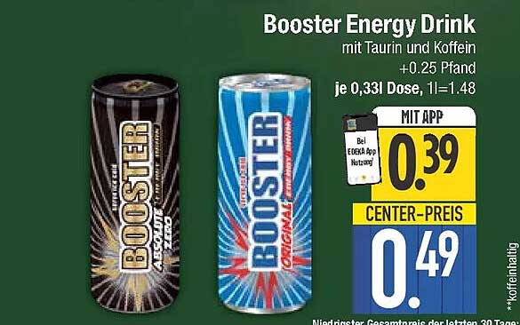 Booster Energy Drink mit Taurin und Koffein