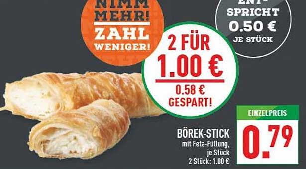 BÖREK-STICK mit Feta-Füllung, je Stück 2 Stück: 1.00 €