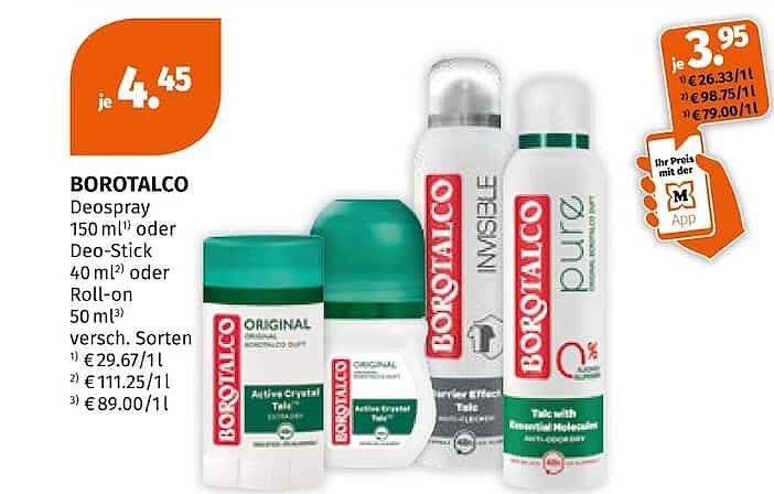 BOROTALCO Deospray 150 ml oder Deo-Stick 40 ml oder Roll-on 50 ml versch. Sorten