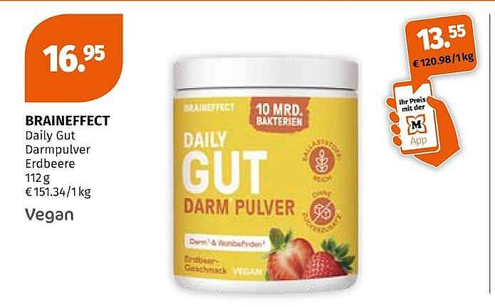 BRAINEFFECT Daily Gut Darmpulver Erdbeere 112 g Vegan
