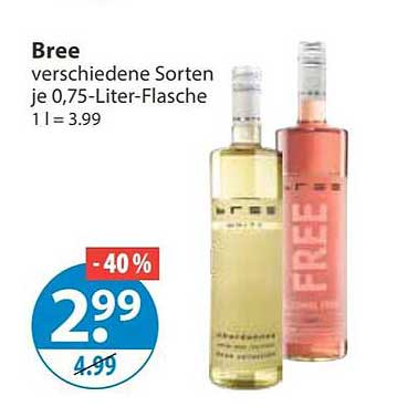 Bree verschiedene Sorten je 0,75-Liter-Flasche 1 l = 3.99