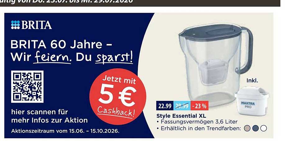 BRITA 60 Jahre – Wir feiern. Du sparst! Style Essential XL